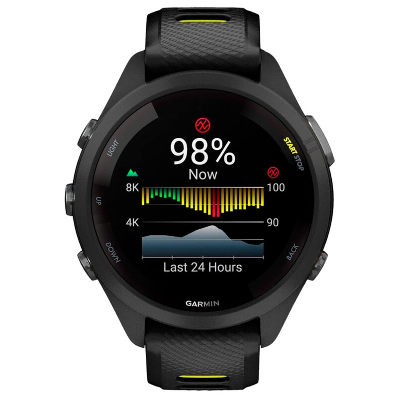 Смарт-годинник Garmin Forerunner 265S Black Bezel and Case with Black/Amp Yellow Silicone Band (010-02810-13)