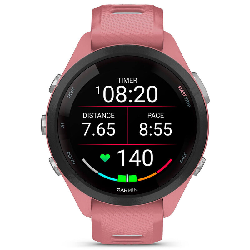Смарт-годинник Garmin Forerunner 265S Black Bezel with Light Pink Case and Light Pink/Whitestone Silicone Band (010-02810-15)