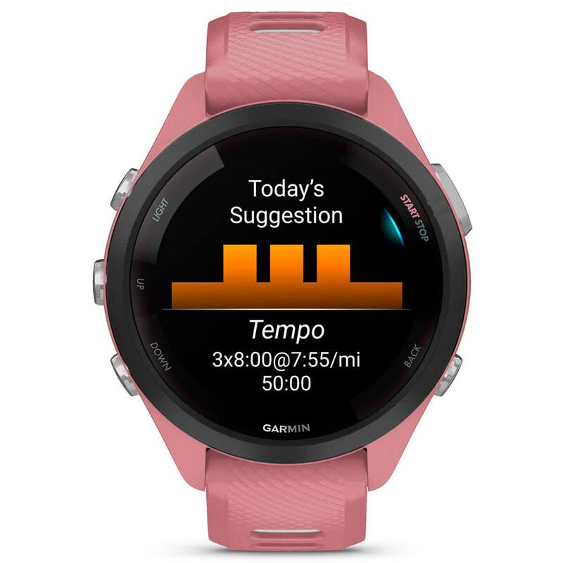 Смарт-годинник Garmin Forerunner 265S Black Bezel with Light Pink Case and Light Pink/Whitestone Silicone Band (010-02810-15)