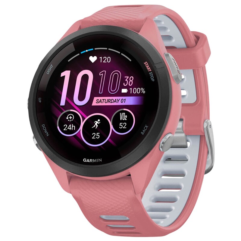 Смарт-годинник Garmin Forerunner 265S Black Bezel with Light Pink Case and Light Pink/Whitestone Silicone Band (010-02810-15)