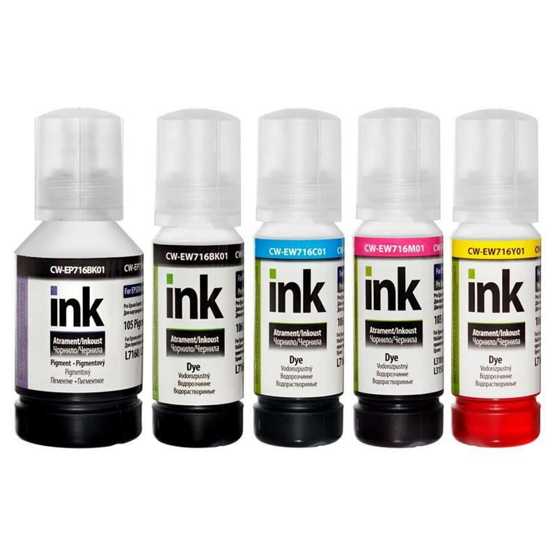 Комплект чорнил ColorWay Epson L-7160/7180 BKP/BK/С/M/Y (CW-EP716/EW716SET01) 140мл+4*70мл