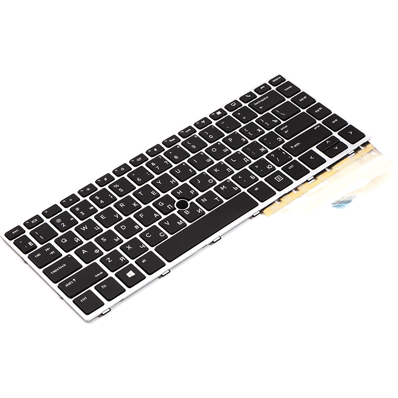 Клавіатура PowerPlant для ноутбука HP EliteBook 840 G5 чорна, сріблястий фрейм, підсвічування (KB314980)