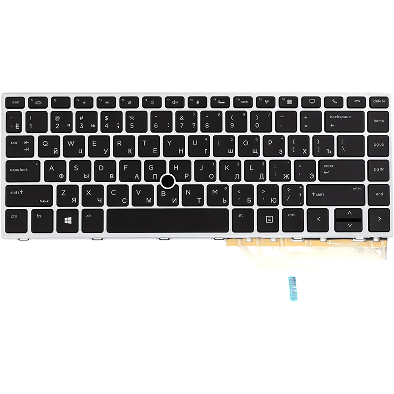 Клавіатура PowerPlant для ноутбука HP EliteBook 840 G5 чорна, сріблястий фрейм, підсвічування (KB314980)