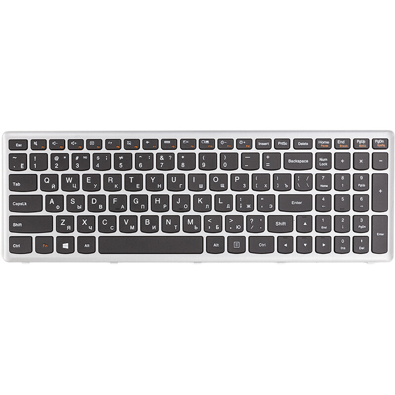 Клавіатура PowerPlant для ноутбука Lenovo Ideapad U510, Z710 чорна, чорний фрейм (KB310788)