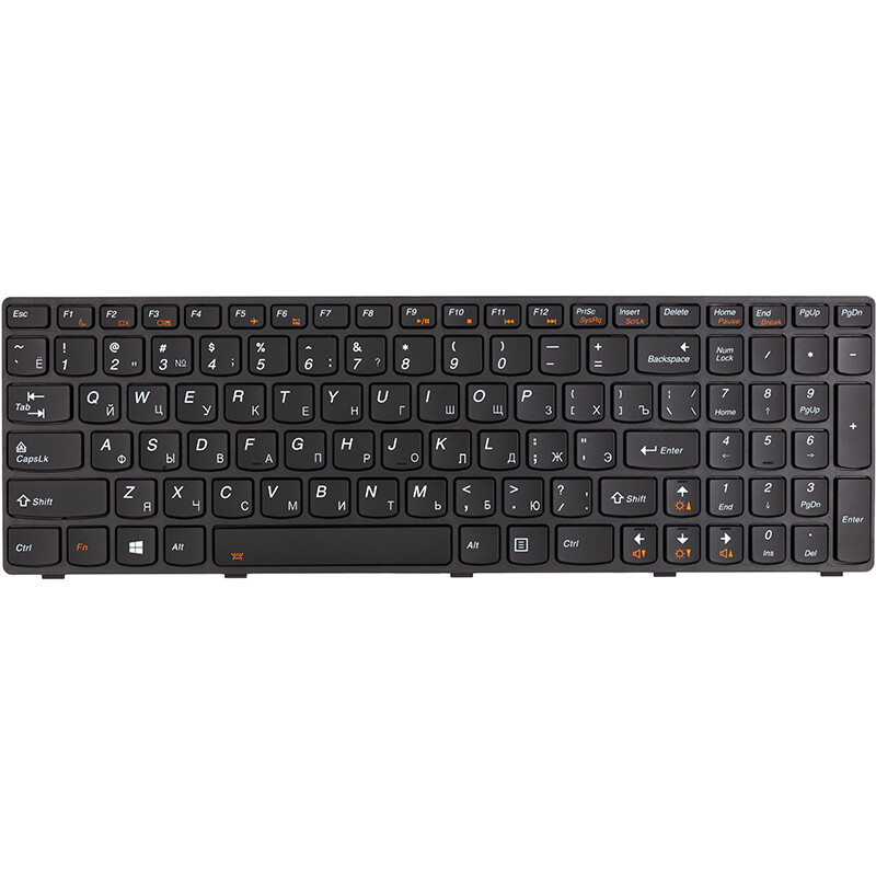 Клавіатура PowerPlant для ноутбука Lenovo Y580 чорна, чорний фрейм, підсвічування (KB315086)