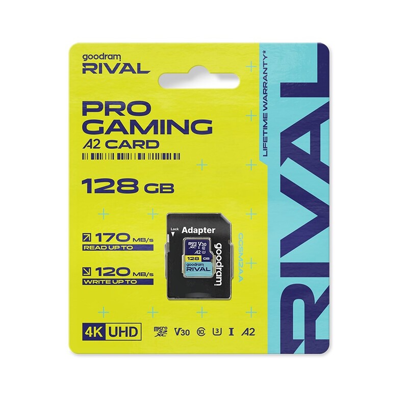 Карта памяти MicroSDXC 128GB UHS-I/U3 Class 10 Goodram RIVAL M2AA R170/W120MB/s + SD-adapter (GGSM2AA-1280R12)