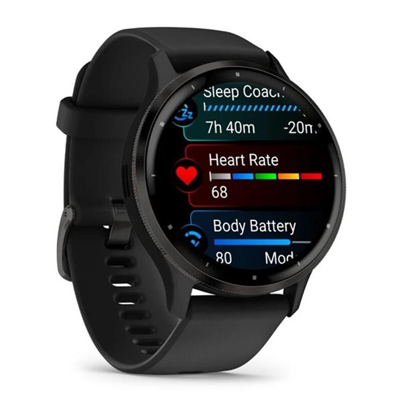 Смарт-годинник Garmin Venu 3 Slate Stainless Steel Bezel with Black Case and Silicone Band (010-02784-01)