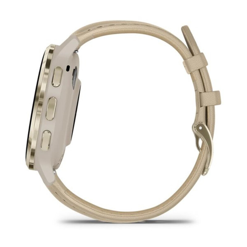 Смарт-годинник Garmin Venu 3S Soft Gold Stainless Steel Bezel with French Gray Case and Leather Band (010-02785-55)