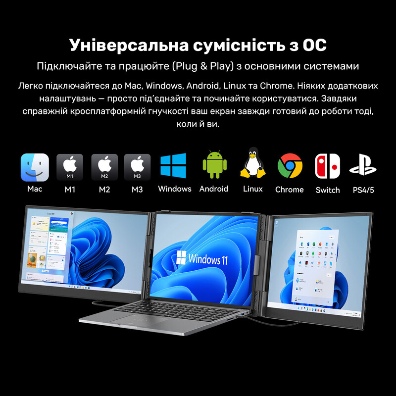 Монітор портативний Blackview 15.3" DCM8 Dual Screen (BVDCM8) IPS Grey