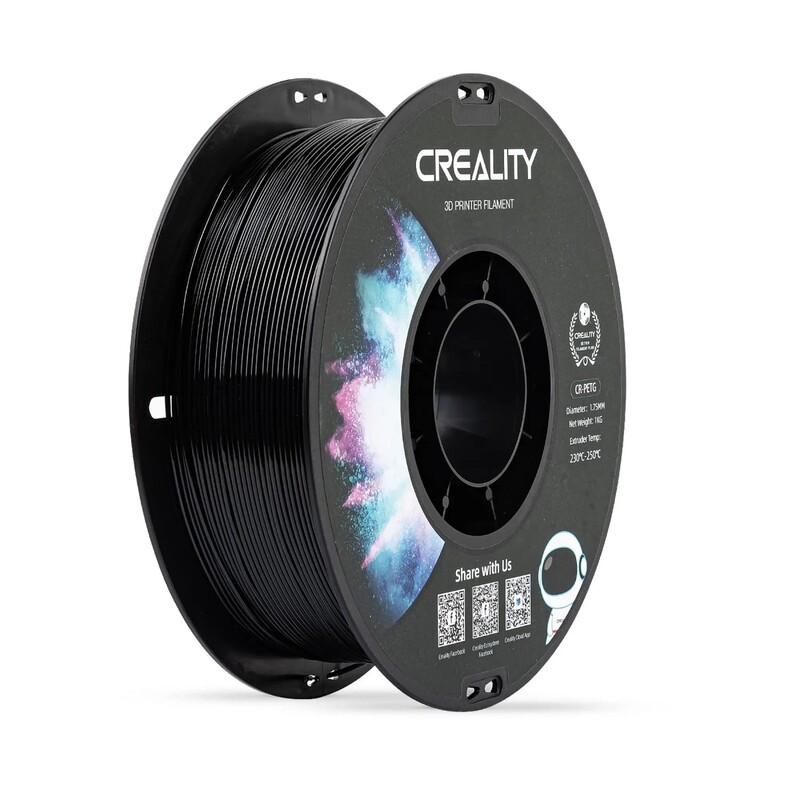 PETG Filament (пластик) для 3D принтера Creality 1кг, 1.75мм, черный (3301030035)