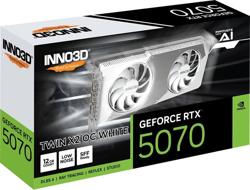 Вiдеокарта GF RTX 5070 12GB GDDR7 Twin X2 OC White Inno3D (N50702-12D7X-195064W)
