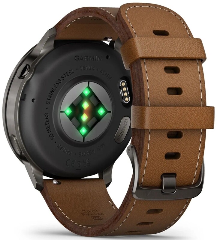 Смарт-годинник Garmin Venu 4 45mm Black with Brown Leather Band (010-03014-03)