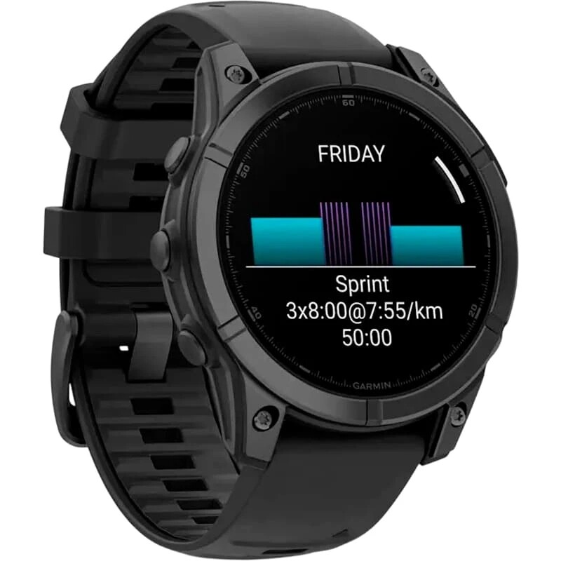 Смарт-годинник Garmin Fenix E 47mm AMOLED Slate Gray Steel with Black Silicone Band (010-03025-01)