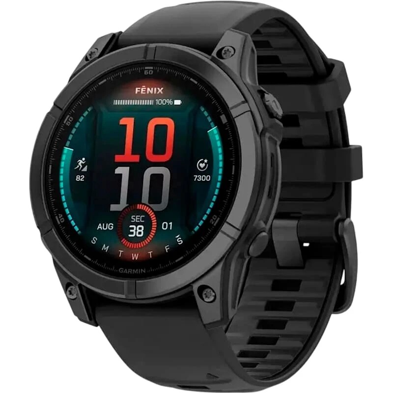 Смарт-годинник Garmin Fenix E 47mm AMOLED Slate Gray Steel with Black Silicone Band (010-03025-01)