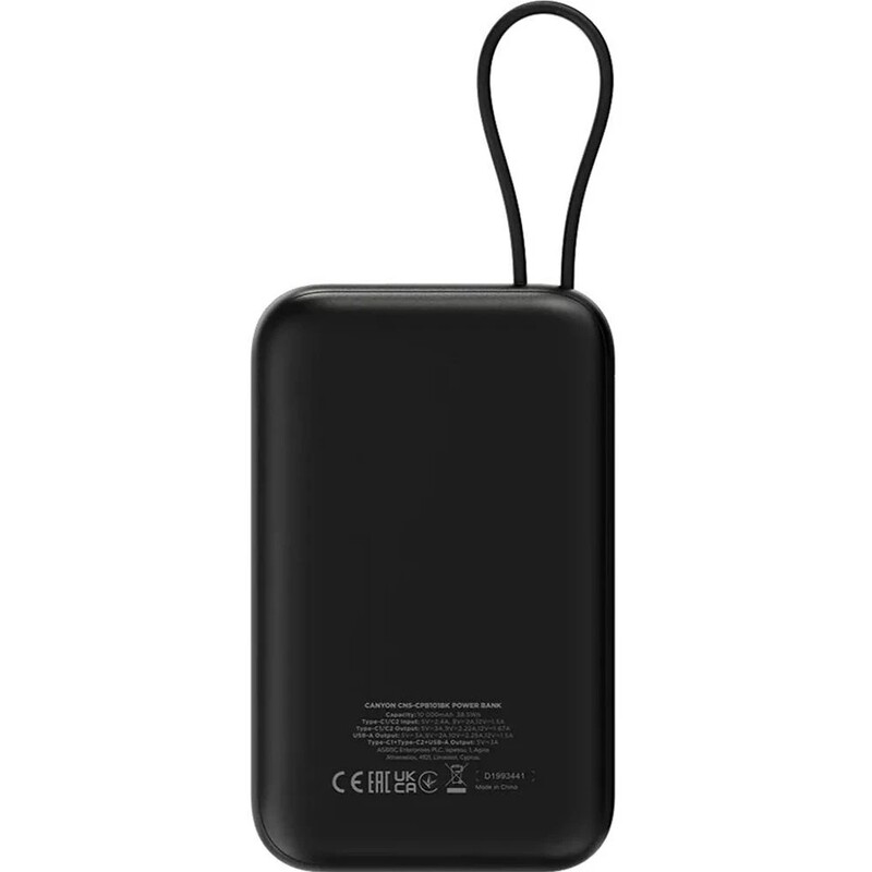 Універсальна мобільна батарея Canyon OnPower 101 10000mAh Black (CNS-CPB101BK)