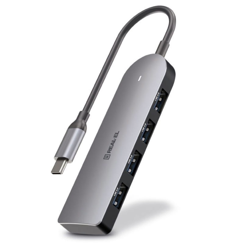 USB-хаб REAL-EL CQ-415 USB Type-C 4-в-1