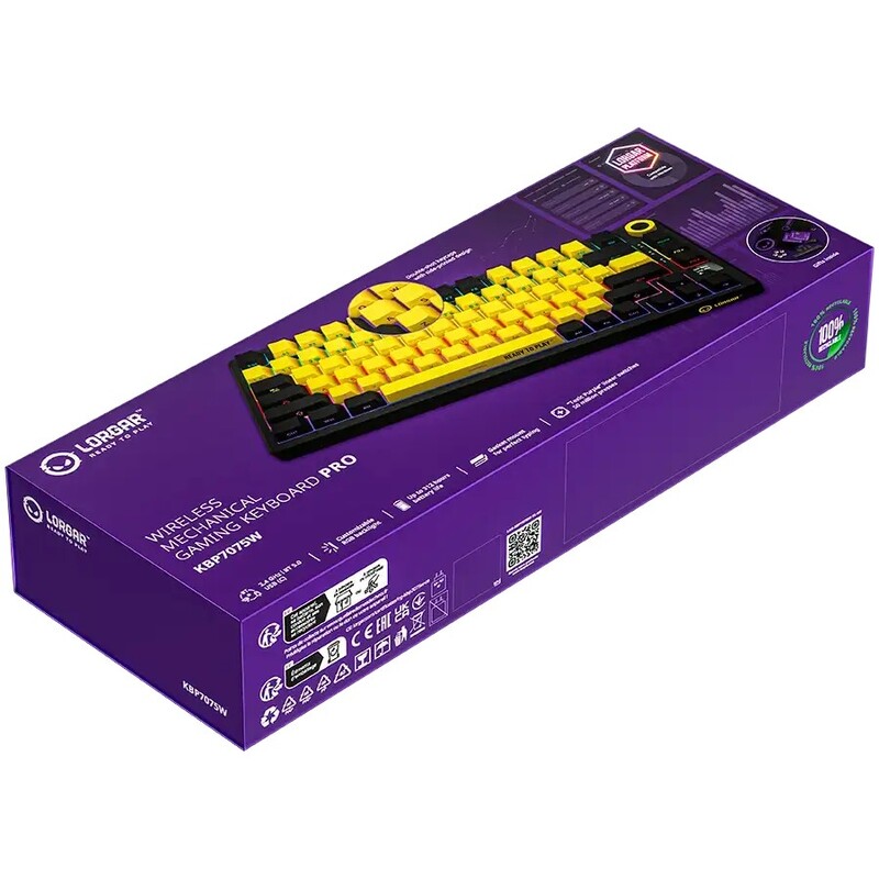 Клавиатура Lorgar Pro KBP7075W Wireless Yellow (LRG-KBP7075W-YL-US)