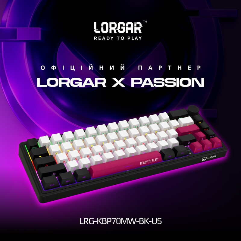 Клавиатура Lorgar Pro KBP70MW Wireless Black (LRG-KBP70MW-BK-US)