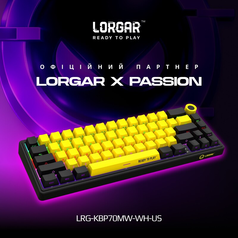 Клавиатура Lorgar Pro KBP70MW Wireless Yellow (LRG-KBP70MW-YL-US)