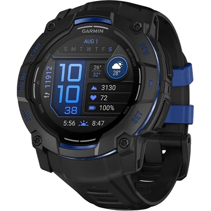 Смарт-часы Garmin Instinct 3 50mm AMOLED Black with Bolt Blue Accents (010-03020-03)