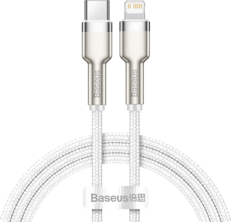 Кабель Baseus Cafule Metal USB-C-Lightning, 1м White (CATLJK-A02)