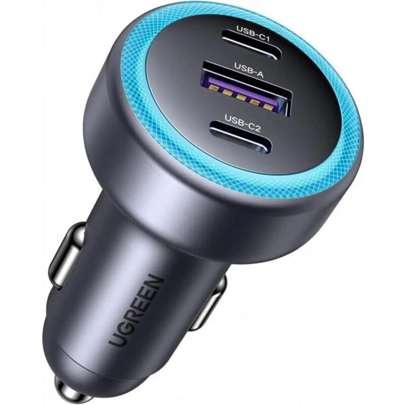 Автомобильное зарядное устройство Ugreen EC307 (2xUSB-C + USB-A) QC 4.0 30W Grey (45843)
