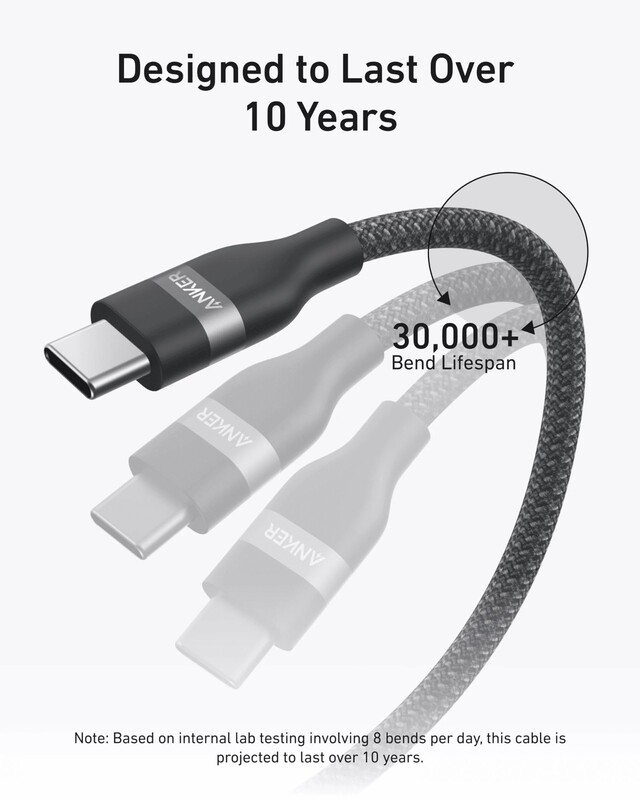Кабель Anker Upcycled-Braided USB Type-C - USB Type-C (M/M), 240W, 1.8 м, Black (A82E2H12)