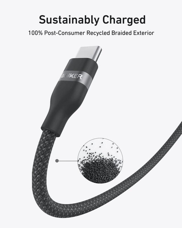 Кабель Anker Upcycled-Braided USB Type-C - USB Type-C (M/M), 240W, 1.8 м, Black (A82E2H12)