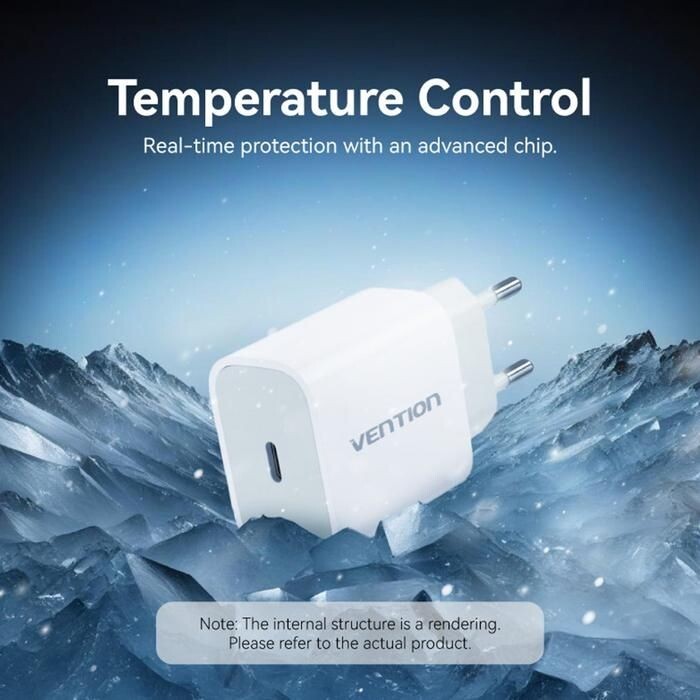 Мережевий зарядний пристрій Vention G17W0 20W USB-C White + кабель Lightning (G17W0-EU)