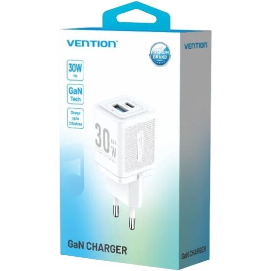 Сетевое зарядное устройство Vention FEQW0 30W USB-A+USB-C White + кабель USB Type-C (TZ-FEQW0-EU-01)