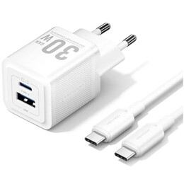 Мережевий зарядний пристрій Vention FEQW0 30W USB-A+USB-C White + кабель USB Type-C (TZ-FEQW0-EU-01)