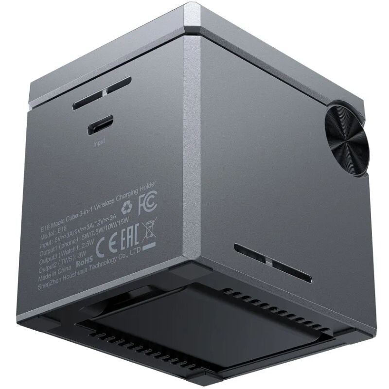 Бездротовий зарядний пристрій Acefast E18 Rubik`s 3-in-1 15W Black (6974316282884)