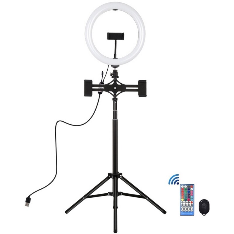 Кільцева USB RGBW LED-лампа Puluz PKT3055B 10.2" + штатив 1.65 м