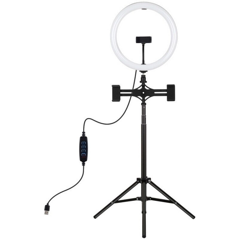 Кільцева USB LED-лампа Puluz PKT3062B 11.8" + штатив 1.65 м