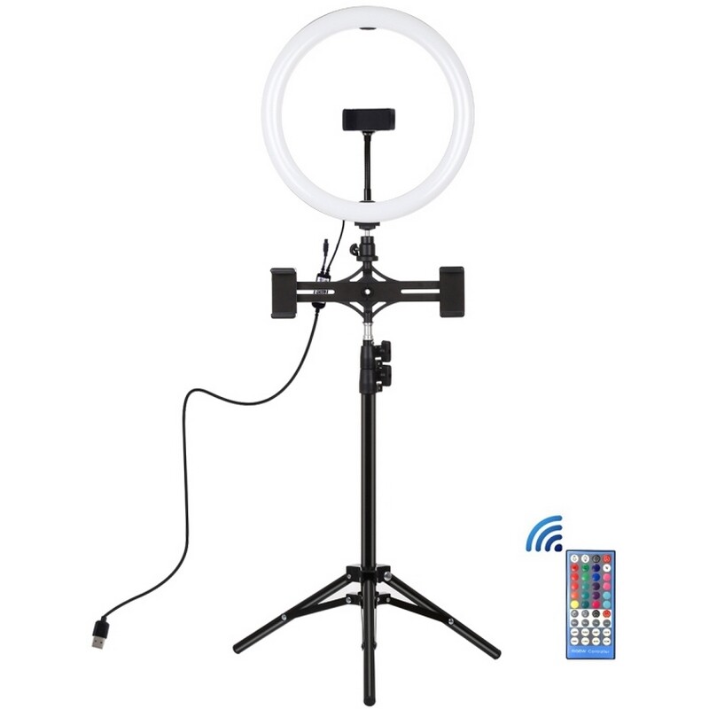Кільцева USB LED-лампа Puluz PKT3068B 11.8" + штатив 1.1 м