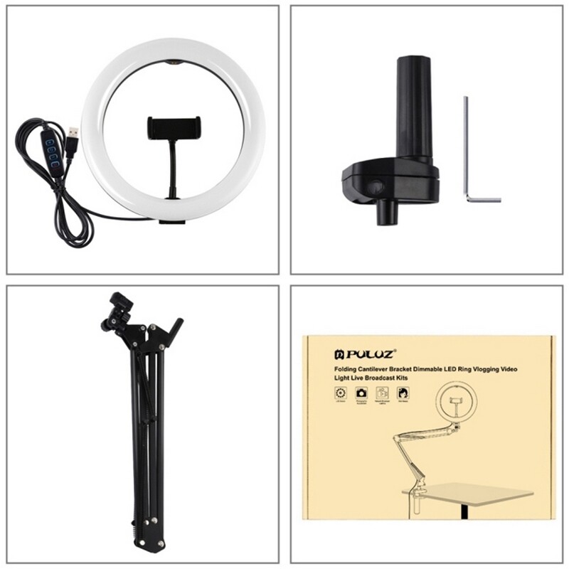 Кільцева USB LED-лампа Puluz PKT3090B 10.2" + зі струбциною