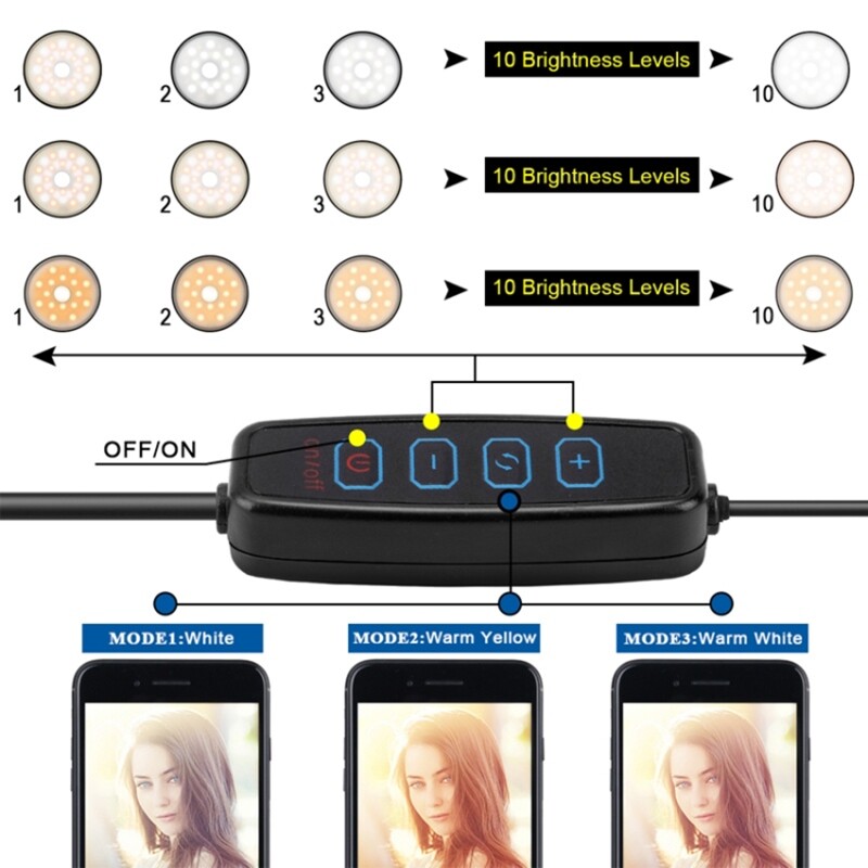 Кільцева LED-лампа Puluz SYA0014601 зі штативом для телефону