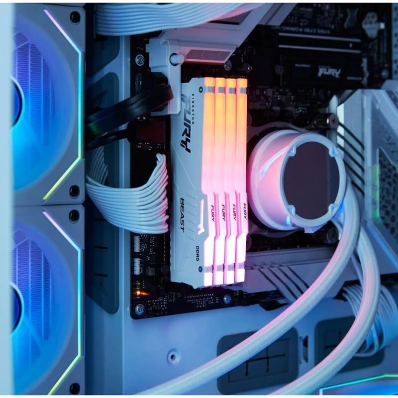 Модуль пам`ятi DDR5 32GB/5200 Kingston Fury Beast RGB XMP White (KF552C40BWAK2-32)