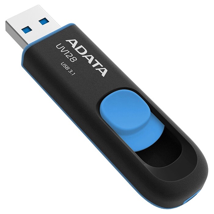 Флеш-накопитель USB3.0 32GB A-Data UV128 Black/Blue (AUV128-32G-RBE)