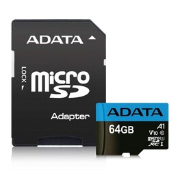 Карта пам`ятi MicroSDXC 64GB UHS-I Class 10 A-Data Premier + SD adapter (AUSDX64GUICL10A1-RA1)