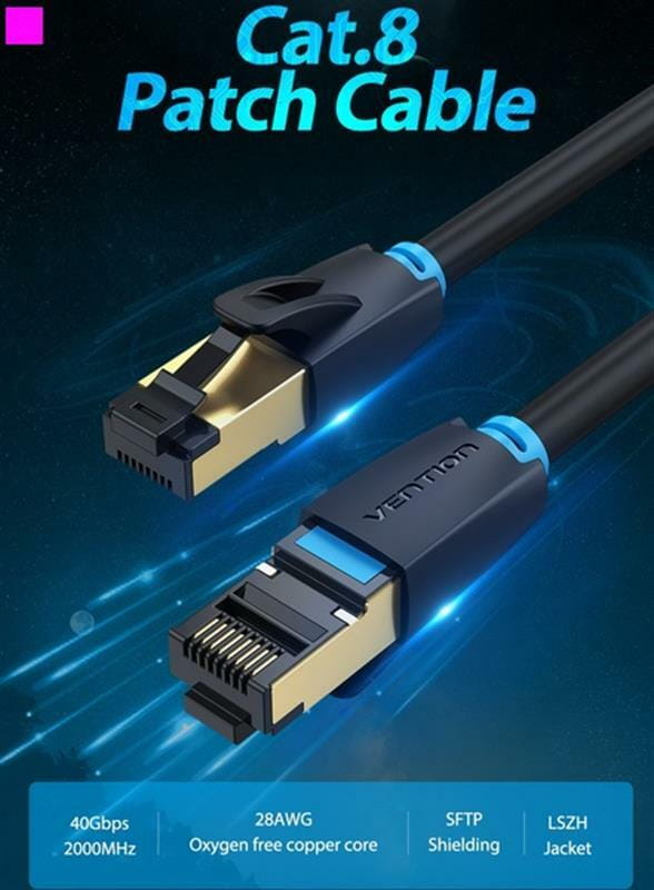 Патч-корд Vention CAT 8 SFTP Ethernet, 2 m, Black (IKABH)