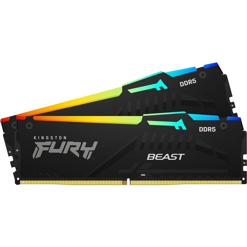 Модуль пам`яті DDR5 2х32GB/5600 Kingston Fury Beast RGB Black (KF556C36BBEAK2-64)
