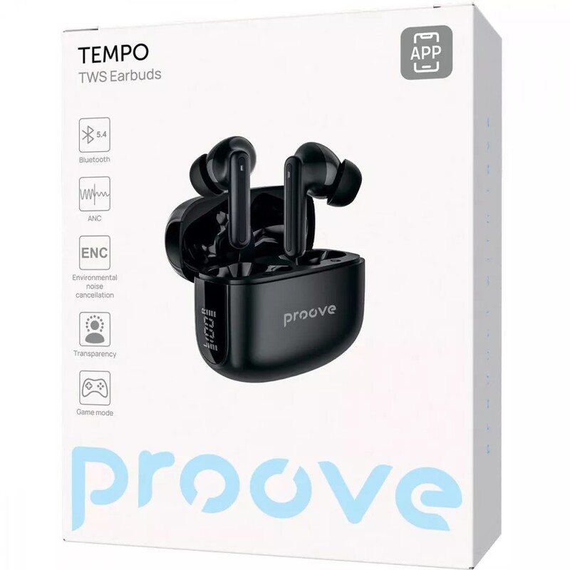 Bluetooth-гарнітура Proove Tempo TWS with ANC (APP) Black (TWTM0001AP01)