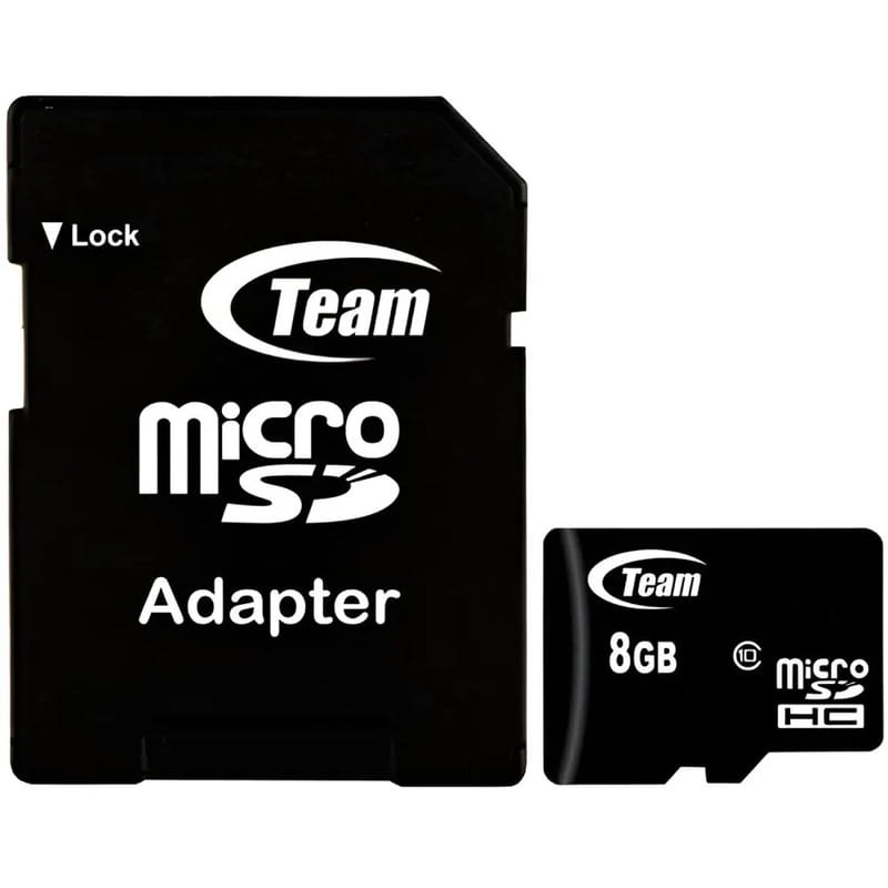 Карта памяти MicroSDHC   8GB Class 10 Team + SD-adapter (TUSDH8GCL1003)