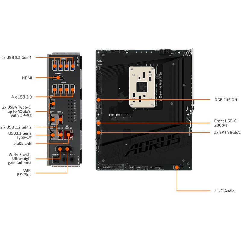 Материнська плата Gigabyte X870 Aorus Stealth Socket AM5