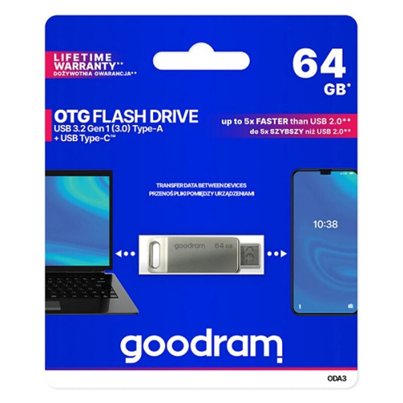 Флеш-накопитель USB3.2 64GB Goodram ODA3 Silver (ODA3-0640S0R11)