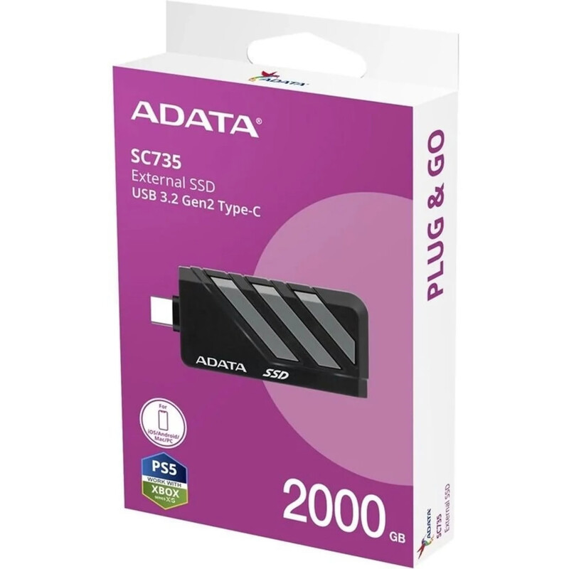 Накопичувач зовнішній SSD USB3.2 Type-C 2TB A-Data SC735 Black (SC735-2000G-CCBK/GY)