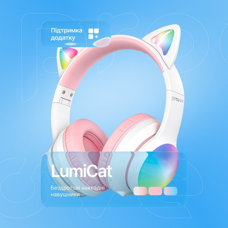Bluetooth-гарнитура Proove Kids LumiCat (APP) White/Pink (HPLC0001AP25)