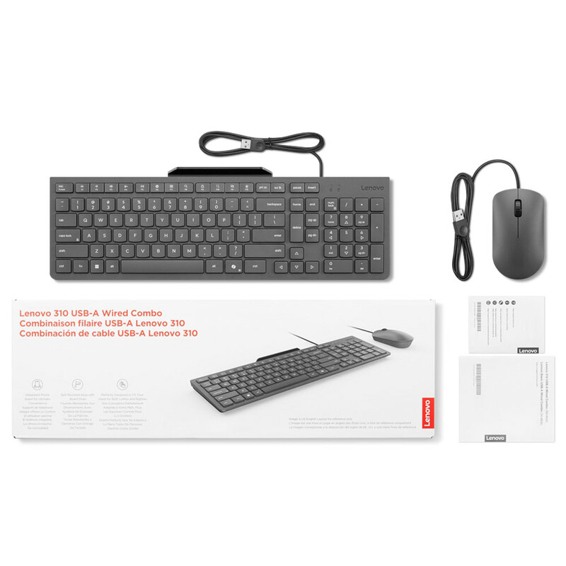 Комплект (клавиатура, мышь) Lenovo 310 USB-A Wired Combo Ukraine Black (GX31R09776)