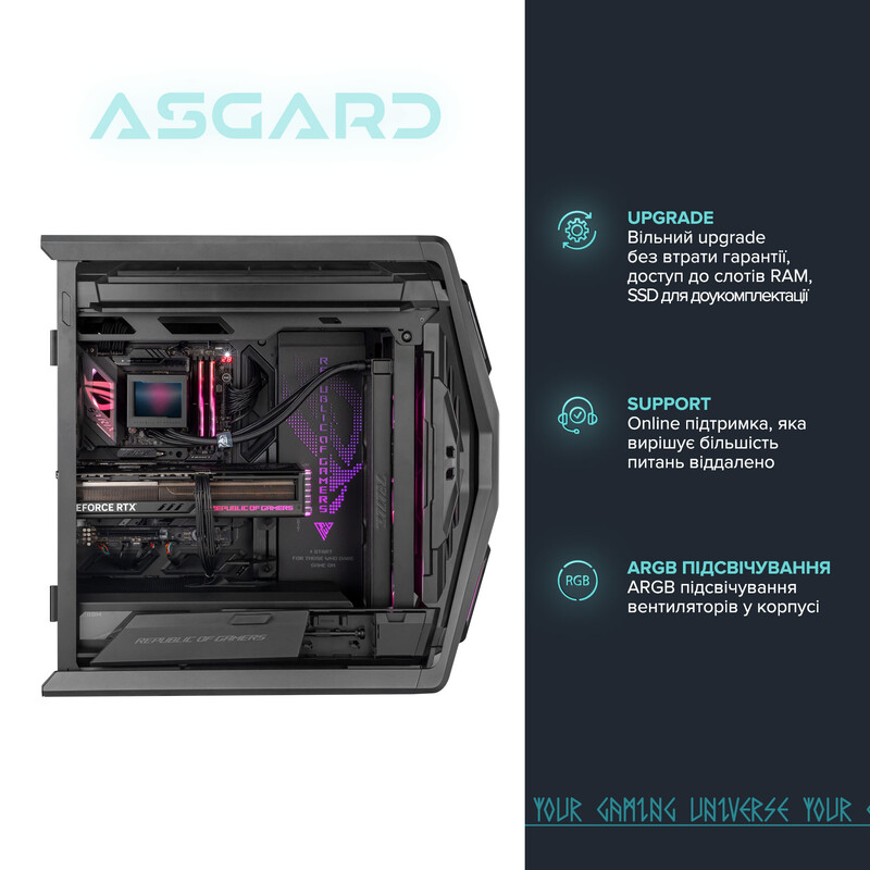 Ігровий комп`ютер ASGARD GAMER RTX 5070 Ti / Ryzen 7 9800X3D / DDR5 64GB (ASG-G-5070T-7515)